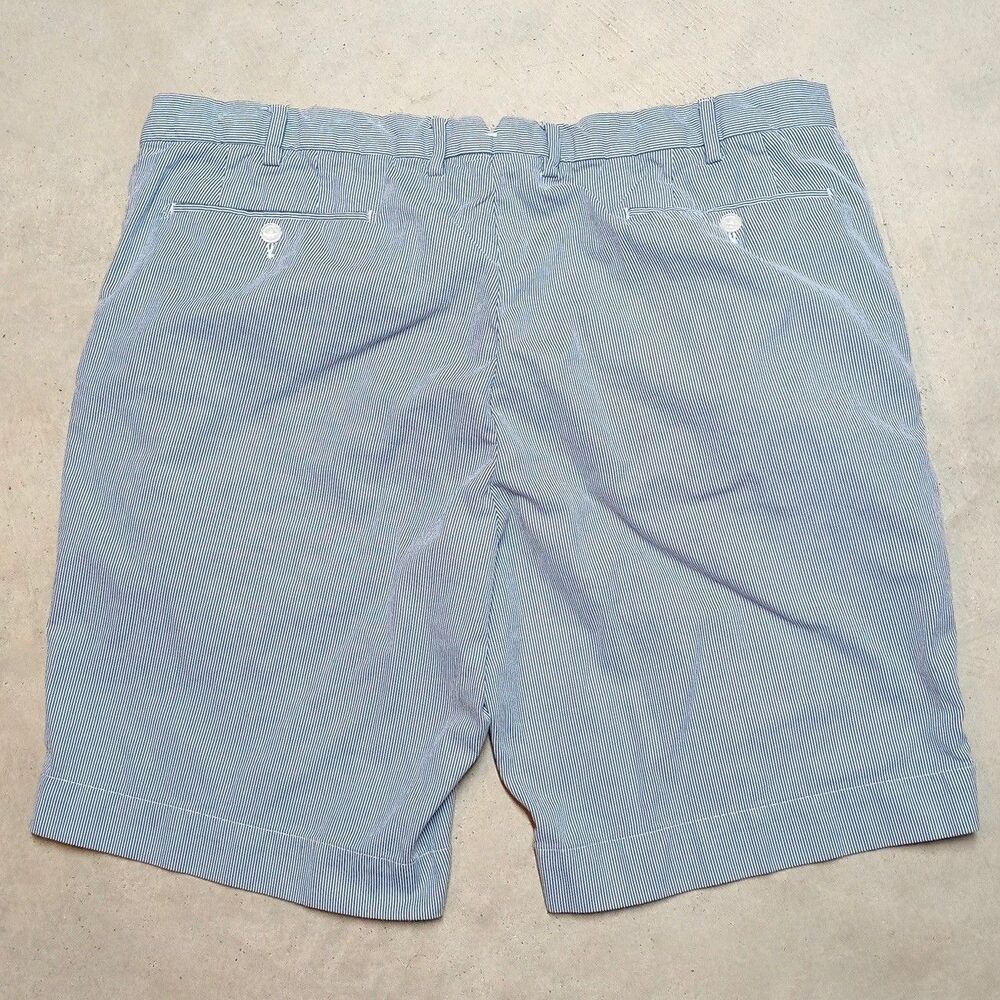 Polo Ralph Lauren Seersucker Pinstripe Shorts Size 38 Chino Preppy Blue - Picture 3 of 8